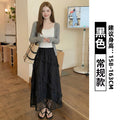 Summer Lace High Waist Asymmetric Mid-Length Long Skirt