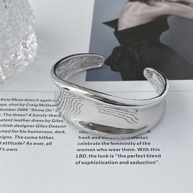 Silver-Tone Irregular Curved Cuff Bracelet - view 6