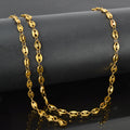 Western Necklace Set Stainless Plated 18K Gold Cutout Details Coffee Bean Chain Retro Hip-Hop Niche Personality Jewelry