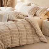 Class A Natural Cotton Linen Brown White Vertical Stripe