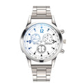 Factory Direct Vivid Blue Light Glass 3 Eye Steel Band Watch Men Quartz Watch Gift Men Overseas Watch
