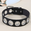 Western Bestseller Personality Fashionable Punk Breeze Clean Unique O Lettering Ring Black PU Leather Clean Women Neck Necklace