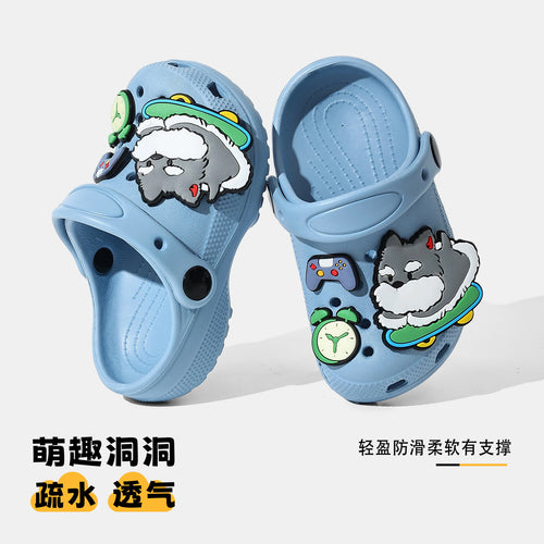 儿童洞洞鞋夏季居家可DIY防滑软底EVA环保狗狗卡通可爱宝宝拖鞋