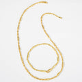 Fashionable Light Luxury Italy Craft Gold Cylinder Snake Chain Daily Versatile Necklace Bracelet Set Unisex Set