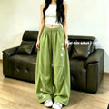 Summer Sporty Casual Striped Loose Elastic Wide Leg Pants + Pants