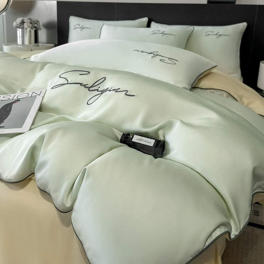 Peach Grey Cooling Fabric Duvet Cover Set - view 2