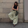 Spring-Summer Casual Relaxed Cotton Loose Wide Leg Lantern Pants