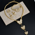 EU/US Import Bestseller Fringe 3D Butterfly Rhinestone Necklace Bracelet Set Earrings Ring Banquet Women Jewelry Set