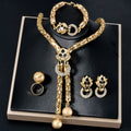 Overseas Set New Western Fashionable Party Leopard Cubic Zirconia Fringe Necklace Bracelet Set Earrings Ring Jewelry Set