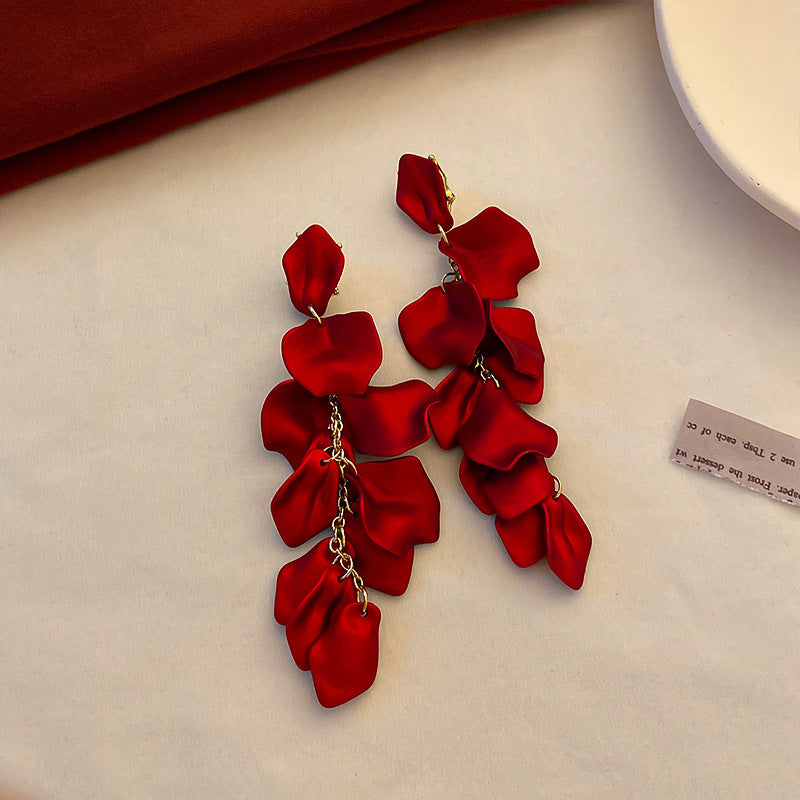 Rose Petal Long Statement Earrings - view 6