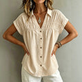 Summer Slimming V-Neck Pleated Loose Shirt