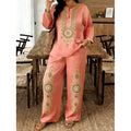 Women's Ethnic Long Sleeve Lace Trim Set 2026 | 2 Piece Outfit Set - White