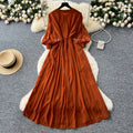 Retro Palace Style Lantern Sleeve Dress, Crochet Embroidery Fitted Long Dress