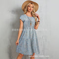 Old Money Style Printed Fitted Over-Knee A-Line Dress