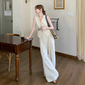 Summer Old Money French Wide Leg Pants + Vest 2-Piece Set