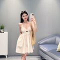Haute Couture Letter Logo Floral Embroidered Camisole Lace Dress