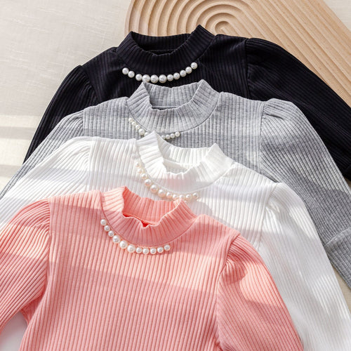 Girls' Pearl Lace Trim Long Sleeve Base Layer T-Shirt