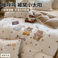 高克重A类韩版花边卡通法兰绒绒四件套牛奶绒贴布绣家用宿舍3件套
