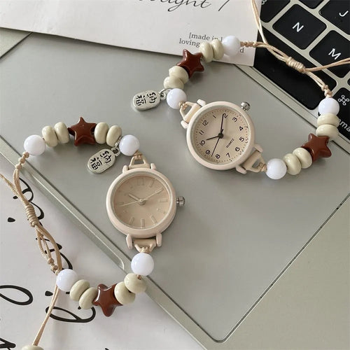 DIY Bestie Hand Watch Women Middle-School Ladies Student ins Niche Forest Retro Forest Style Simple Small New Versatile