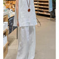 Summer Relaxed Linen Cotton Sleeveless Vest + Pants 2-Piece Set