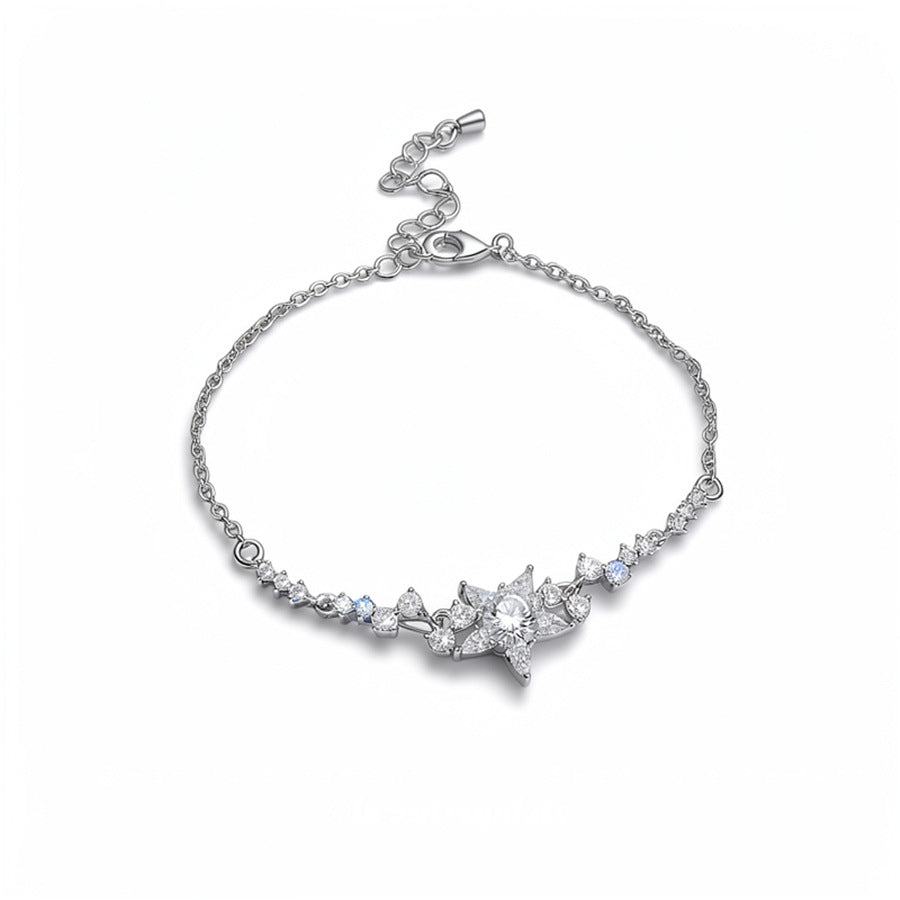 18K Gold-Plated Zircon Flower Teardrop Bracelet - view 5