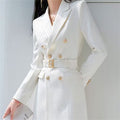 Women's Fall Korean Mid-Length Long Blazer + Jacket 2026 | Trendy Jacket - White