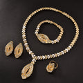 Middle East Style of Bride Jewelry Set Leaf Lens Design Pendant Set Inlay Full Diamond Huawei Beauty Sparkle Dazzling Premium Jewelry