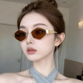 2026 New Quilted Shape Sunglasses Niche Design Style Asymmetric Influencer Street Snap Premium Polygon Sunglasses