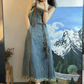 Summer French Retro Petite Strap Dress + Long Skirt