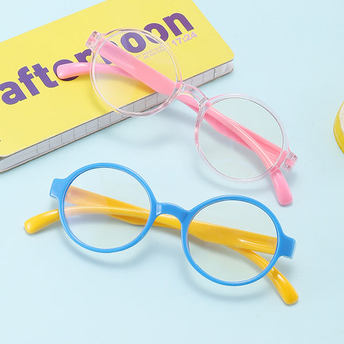 Fashionable Kids Anti-Blue Coated Glasses Silicone Frame Baby Goggles Unisex Plano Bulk Discount