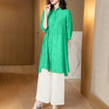 Summer Ethnic Fashion Plus Size Tencel Linen Cotton Loose Long Wide Leg Pants + Shirt 2-Piece Set