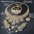 Overseas Dubai Gold Flower Cutout Full Diamond Teardrop Necklace Bracelet Set Ring Earrings Luxury Jewelry Set Women