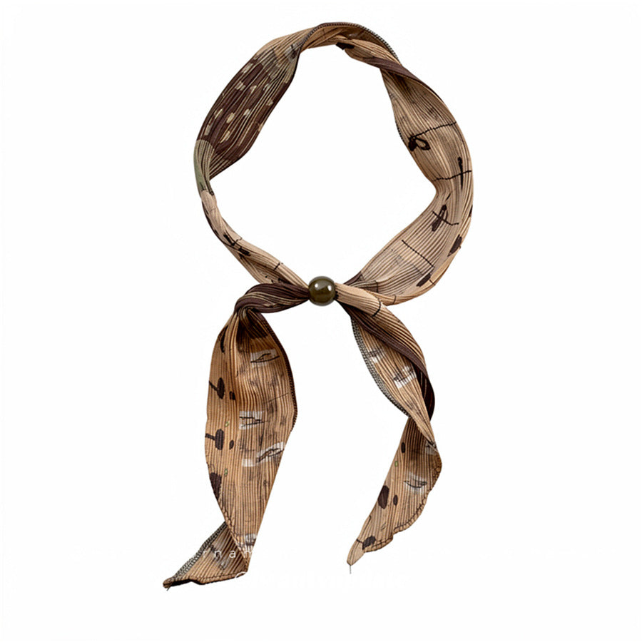 Korean Pleated Print Neck Scarf Necklace - view 5