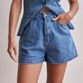 Spring-Summer Fashion Sleeveless Waist-Tie High Waist Loose Shorts Set