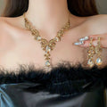 Western Rhinestone Jewelry Set Necklace Women Banquet Premium Accessory New Clavicle Chain Super Sparkle Light Luxury Accessory Trendy