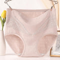 pure cotton mid-high waist plus size women's underwear lace cotton crotch plus fat enlarged briefs m