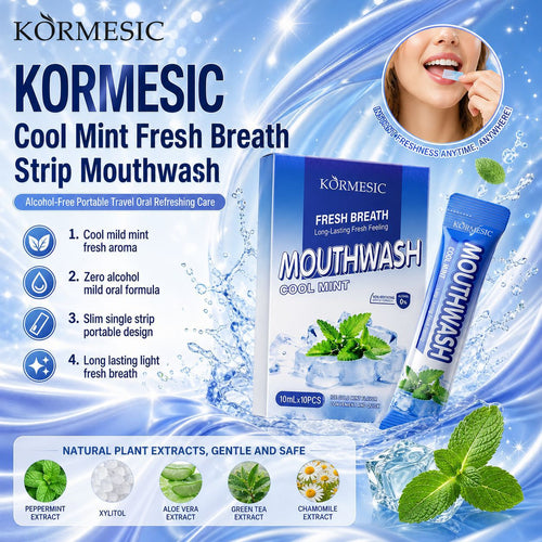跨境KORMESIC冷酷薄荷漱口水盒装Mouthwash清新口气外贸厂家直销