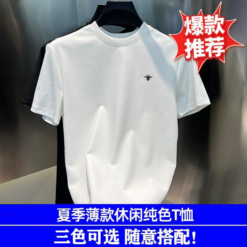 cid专供男士T恤衣服夏季高档时尚耐磨小蜜蜂简约百搭运动纯色短袖