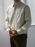 Nengmeng Half-Round Pocket Embroidered Casual Shirt