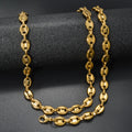 Western Hip-Hop Stainless Pig Nose Chain 18K Plated Retro Buttons Necklace Bracelet Set Stock Wholesale