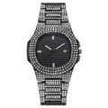 Western Hip-Hop Motif Fashionable Full Diamond Unisex Watch Square Large Gold Watch Fashionable Trendy Steel Band Quartz Watch