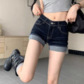 hot girl tight-fitting hip-hugging denim shorts for women in summer slimming high-waisted trendy bra