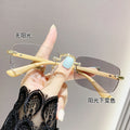 Wood Grain Light-Changing Anti-Blue Formal Rimless Presbyopia Glasses Tech Influencer Live Style No Rx Glasses Frame