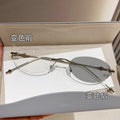 Photochromic Prescription Glasses Ultra-Light Rimless Anti-Blue Plano Ultra-Light Fashionable Overseas Premium Influencer Prescription Sunglasses
