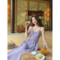Purple Camisole Fitted Beach Dress, Date Night Style