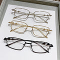 Photochromic Anti-Blue-Light Glasses Fashionable Metal Plano Influencer Student Style No Rx Frame Small Square Frame Plano