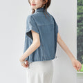 Summer Korean Versatile Short Sleeve Drawstring Lightweight Cropped Shirt + Jacket