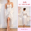 菲韵跨境性感蕾丝吊带睡裙喇叭袖睡袍套装女式居家晨袍1273+1262