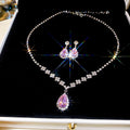 Western Exquisite Rhinestone Geometric Square Teardrop Necklace Set Exquisite Clavicle Chain Light Luxury Premium Necklace