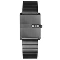 2026 New Square Unisex Creative No Hand Simple Retro Watch Women Date Steel Band Cross-Border Hit Lot